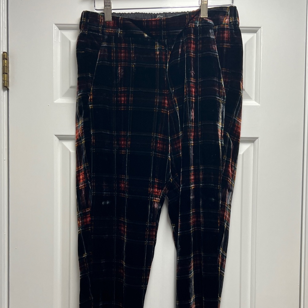 J Crew Velvet Tartan Pants